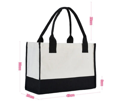 5pcs New Outdoor Handbag Sublimation Blank Purchase Shoulder Bag 380Gram Cotton and Linen Black Bottom Travel Storage Bag