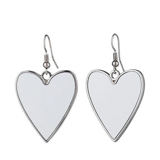 20pcs Sublimation Blank Earring Fashion Heart Earrings Fine Jewelry For Thermal Transfer Print Logo Photo Creative Gift