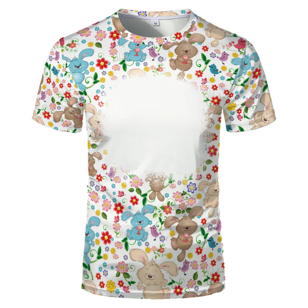 Rabbit Design Tshirt For Easter Cute Child-Parents Family Clothes Tee Tops Sublimation Blank  T-shirts For Heat Transfer Print