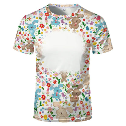 Rabbit Design Tshirt For Easter Cute Child-Parents Family Clothes Tee Tops Sublimation Blank  T-shirts For Heat Transfer Print