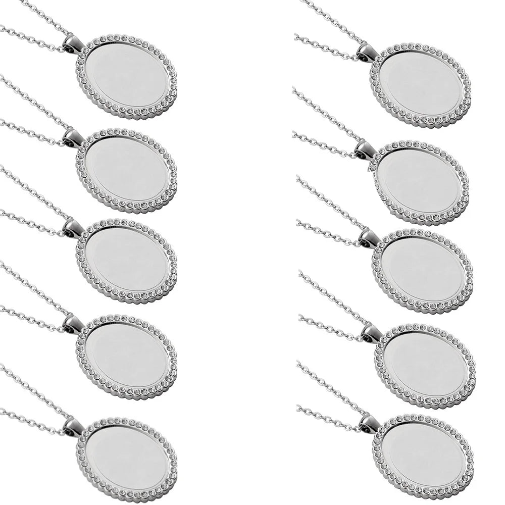 10pcs Heart Rhinestones Pendant Necklace Sublimation Blanks Fine Jewelry For Custom Birthday Valentine's Day Gifts