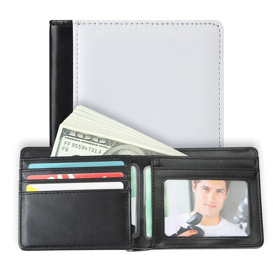 10pcs PU Leather Sublimation Blank  Hand Bag Wallet Clip Purse Multi Card Holder with Pocket  for Men and Women Gift