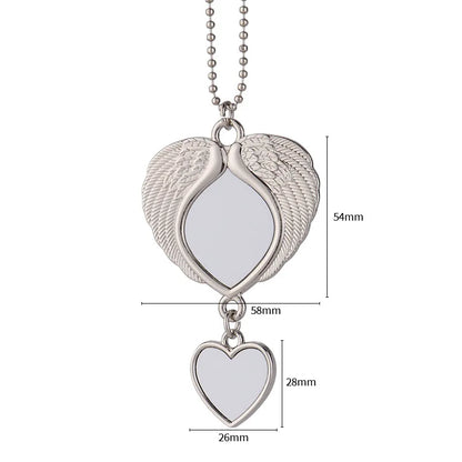 10pcs Sublimation Blank Tree Bell Keychain Bell Shape Pendant Ornaments Angel Wing Pendant For Party Christmas Decoration