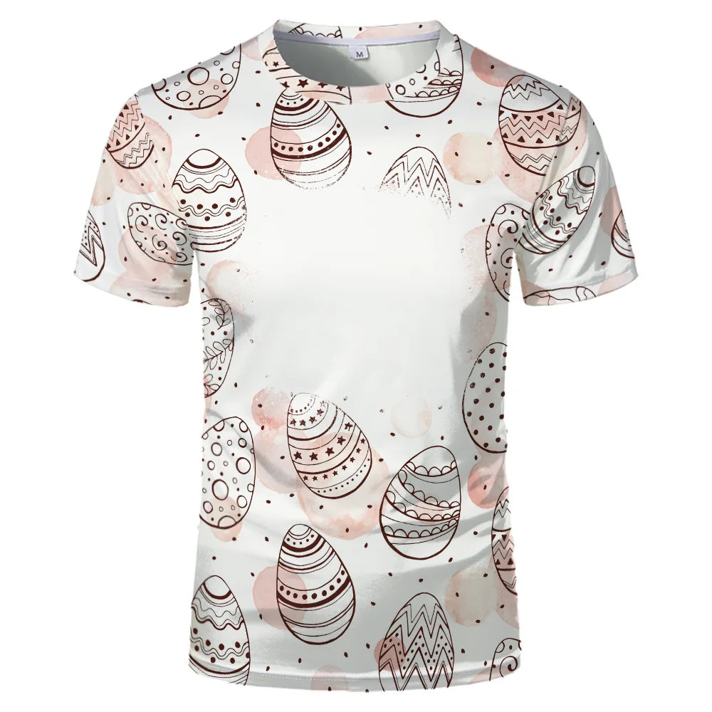 Rabbit Design Tshirt For Easter Cute Child-Parents Family Clothes Tee Tops Sublimation Blank  T-shirts For Heat Transfer Print