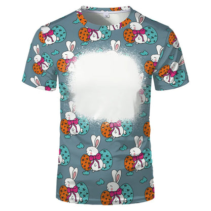Rabbit Design Tshirt For Easter Cute Child-Parents Family Clothes Tee Tops Sublimation Blank  T-shirts For Heat Transfer Print
