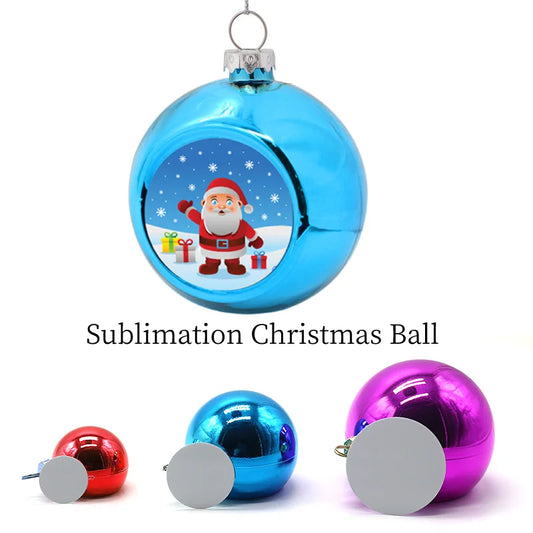 10pcs Sublimation Christmas Ornament Pendant For Xmas Tree Home Decor 8cm Sublimation Blank Christmas Ball Chain