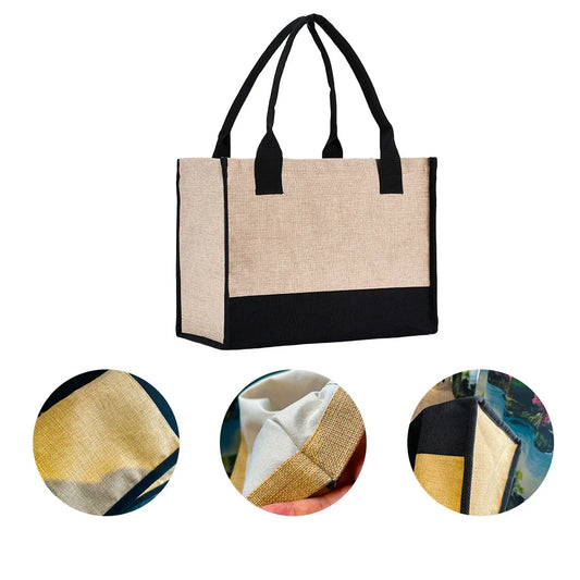6pcs Sublimation Blank Shopping Bag Fashion Tote Shoulder Bag Storage Handbag Large Capacity Supermarket Shopping Bag For DIY Logo