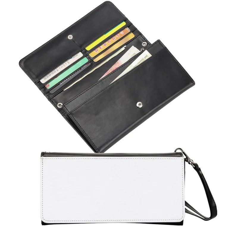 5 Pieces Sublimation Blank Women Pink Long Wallet Fashion Ladies PU Leather Wallets Large Capacity  Buckle Leather Clutch Wallet