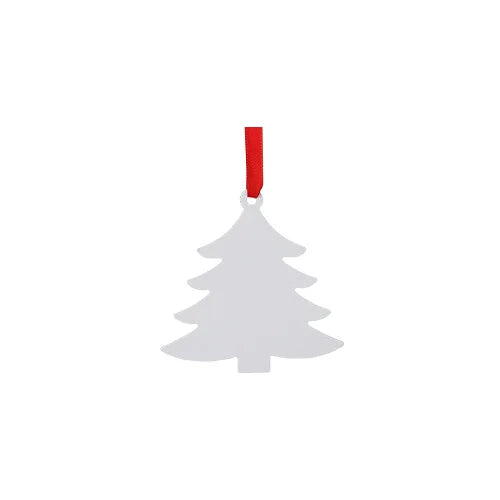 20pcs Sublimation Blank Snowflake Star Pendants Red Ribbon Design Xmas Tree Hanging Ornament For Custom Christmas New Year Gift