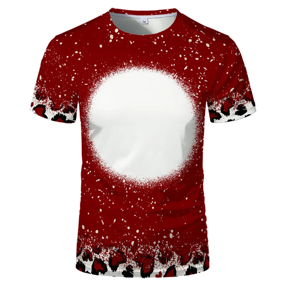 2023 Hot Sell Sublimation Blank Colorful Faux Bleached Polyester T-shirts Man Women Kids Casual Short Sleeve Summer Tops Tee