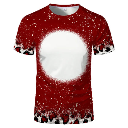 2023 Hot Sell Sublimation Blank Colorful Faux Bleached Polyester T-shirts Man Women Kids Casual Short Sleeve Summer Tops Tee