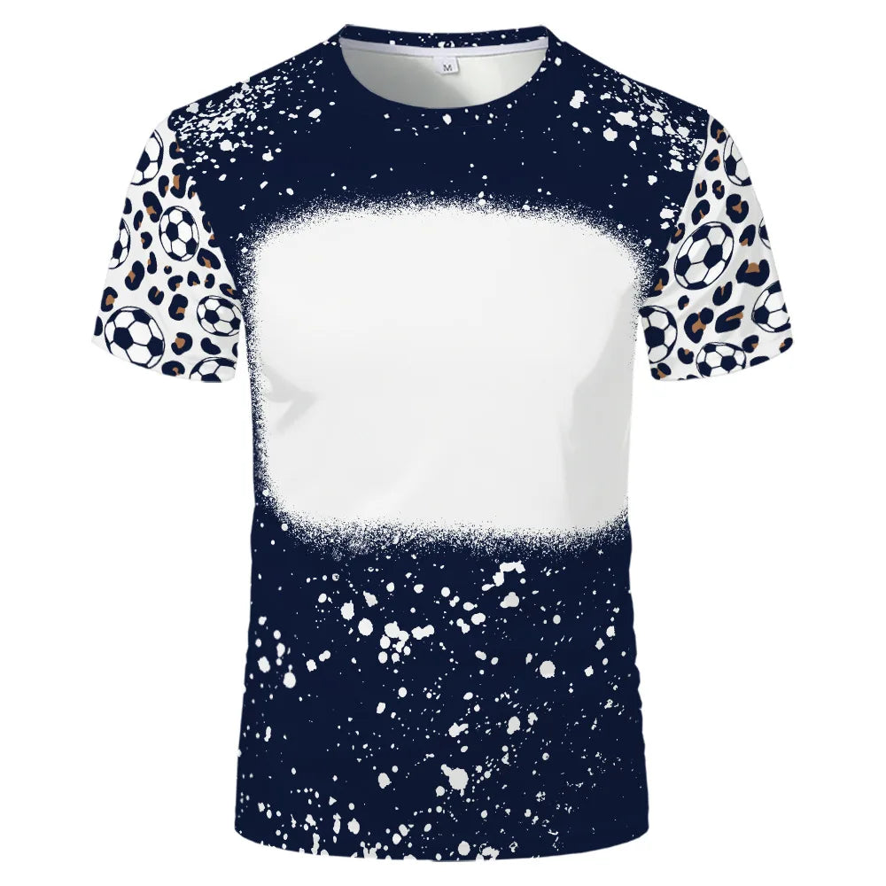 2023 Hot Sell Sublimation Blank Colorful Faux Bleached Polyester T-shirts Man Women Kids Casual Short Sleeve Summer Tops Tee