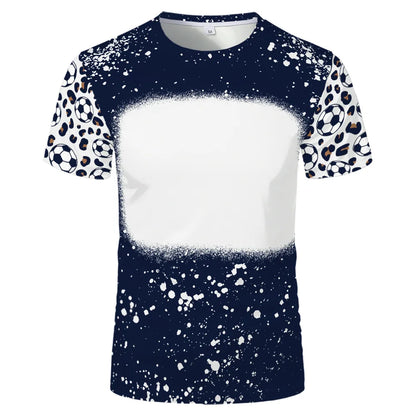 2023 Hot Sell Sublimation Blank Colorful Faux Bleached Polyester T-shirts Man Women Kids Casual Short Sleeve Summer Tops Tee