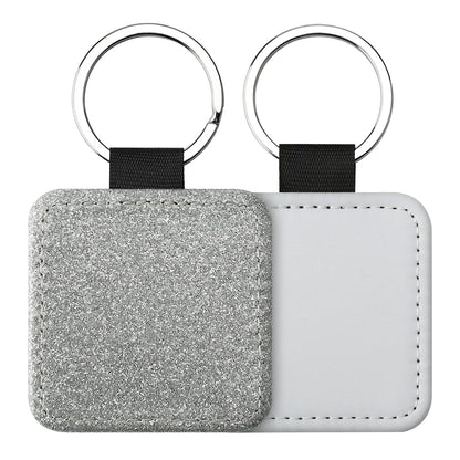 20pcs Sequin Keychain Sublimation Round&Heart&Squre Shapes PU Keychains Keyring DIY Craft Gift for Women Car Bag Accessaries