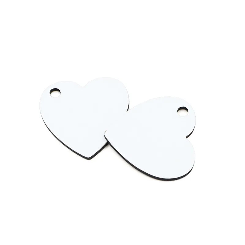 50pcs Sublimation MDF Keychain DIY Sublimation Wooden Thermal Transfer Board Key Rings Printable White Blank MDF Key Ring Keychain