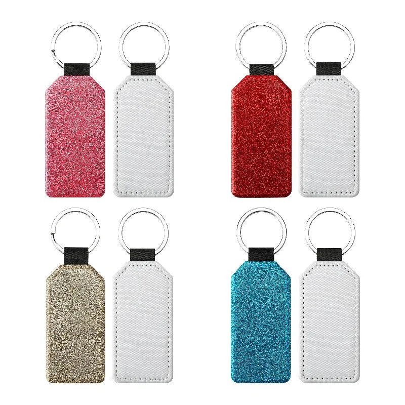 20pcs Sequin Keychain Sublimation Round&Heart&Squre Shapes PU Keychains Keyring DIY Craft Gift for Women Car Bag Accessaries