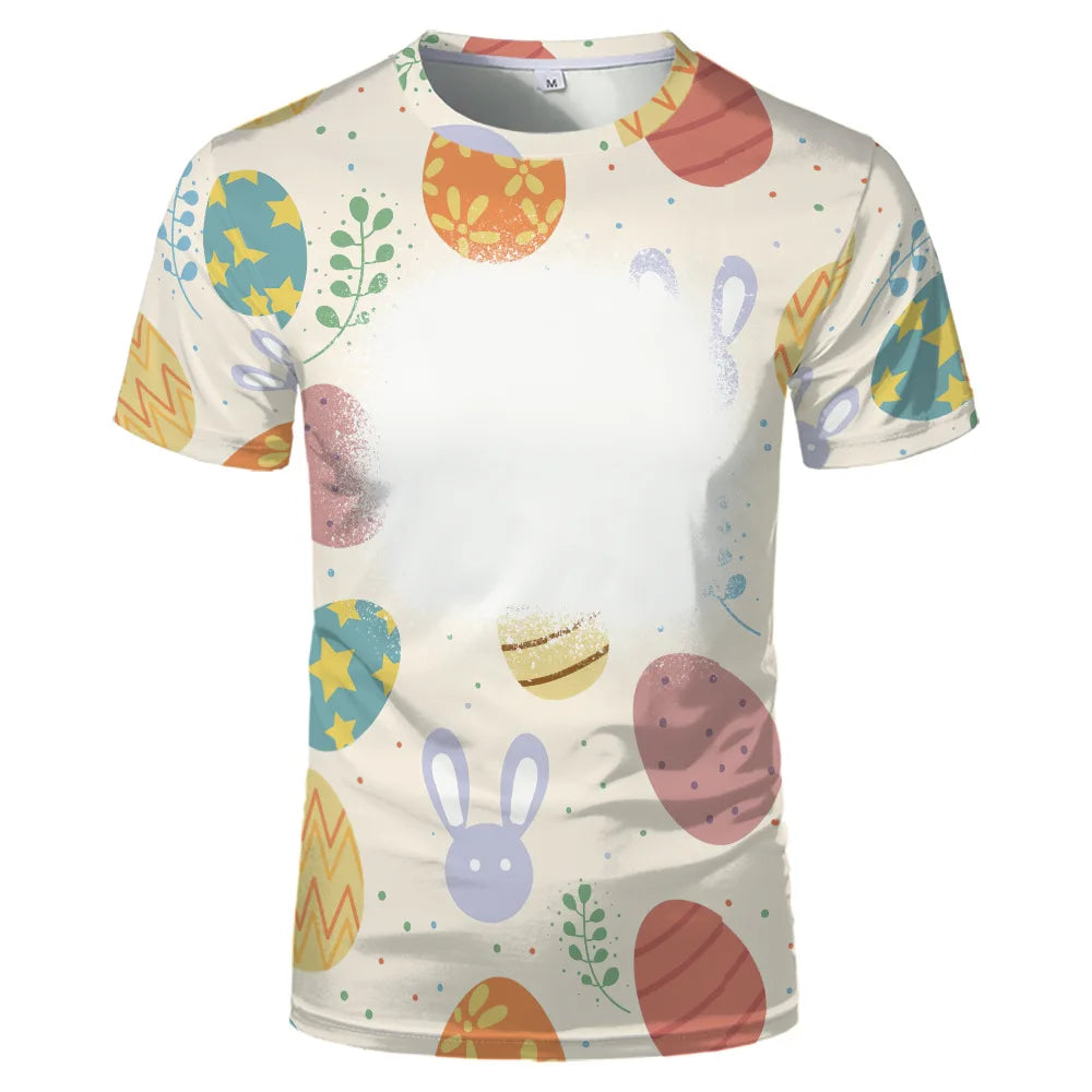 Rabbit Design Tshirt For Easter Cute Child-Parents Family Clothes Tee Tops Sublimation Blank  T-shirts For Heat Transfer Print