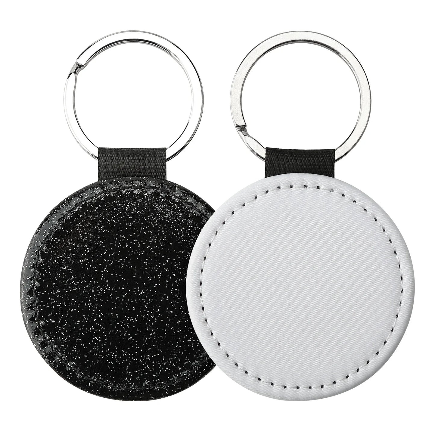 20pcs Sequin Keychain Sublimation Round&Heart&Squre Shapes PU Keychains Keyring DIY Craft Gift for Women Car Bag Accessaries