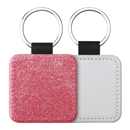 20pcs Sequin Keychain Sublimation Round&Heart&Squre Shapes PU Keychains Keyring DIY Craft Gift for Women Car Bag Accessaries