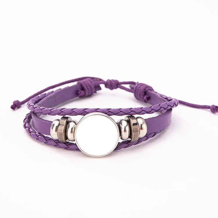 10pcs Fashion Woven Leather Rope Bracelets Sublimation Blanks Bracelet  Jewelry Gifts For Birthday Valentines Day's Gift