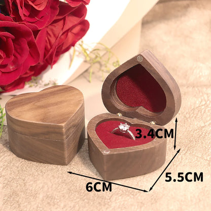 10pcs Heart Shape Walnut Ring Box for Wedding Ceremony Engagement Proposal 2 Slots Earrings Holder Blanks For Laser Engraving Print