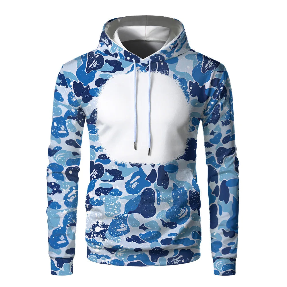 Sublimation Hoodies Fashion Camouflage Print Pullover Sweatshirts Front Blanks Autumn Winter Hoodies For Heat Transfer Print