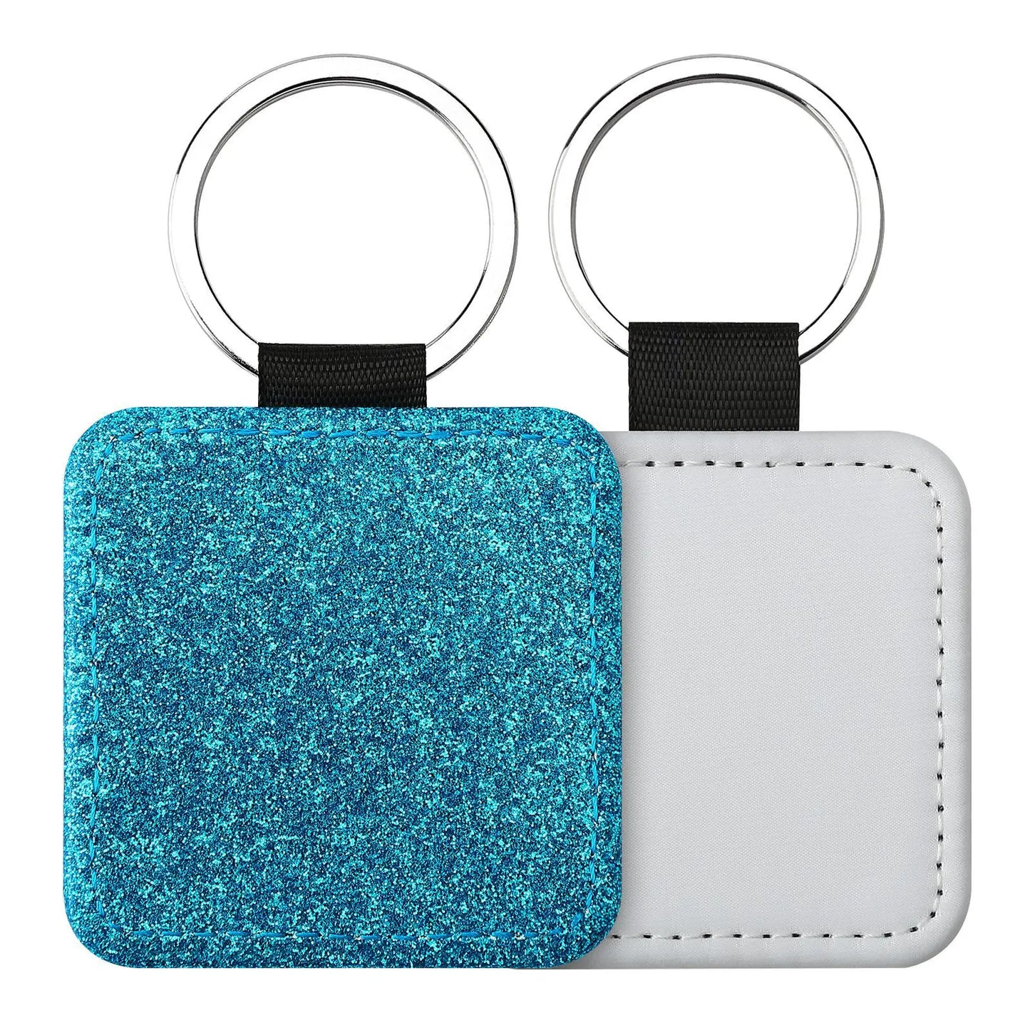 20pcs Sequin Keychain Sublimation Round&Heart&Squre Shapes PU Keychains Keyring DIY Craft Gift for Women Car Bag Accessaries
