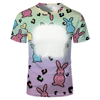 Rabbit Design Tshirt For Easter Cute Child-Parents Family Clothes Tee Tops Sublimation Blank  T-shirts For Heat Transfer Print
