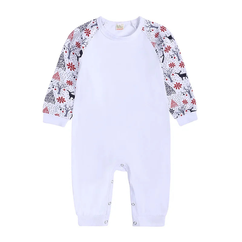 Xmas Matching Family Outfits Sublimation Tshirts Blank Parent-Child Pajamas Set Mom Dad Kids Sleepwear For Heat Transfer Print