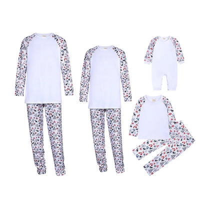 Xmas Matching Family Outfits Sublimation Tshirts Blank Parent-Child Pajamas Set Mom Dad Kids Sleepwear For Heat Transfer Print