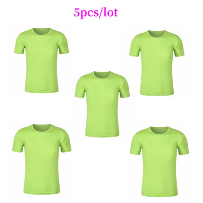 5pcs Quick Dry Clothes Sublimation Mesh Plain Sports T-shirt Adults Polyester Tee Tops For Heat Transfer Print
