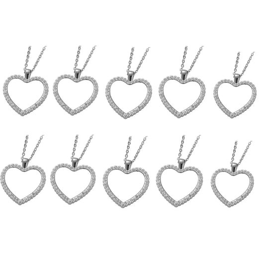 10pcs Heart Rhinestones Pendant Necklace Sublimation Blanks Fine Jewelry For Custom Birthday Valentine's Day Gifts