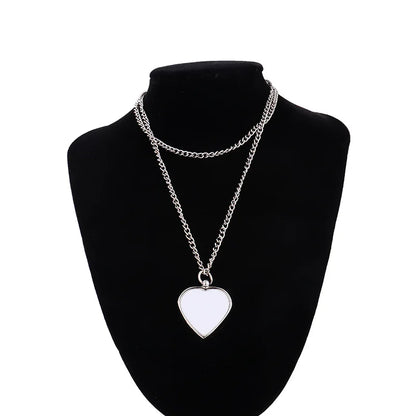 10pcs/lot Love Heart Pendant Necklace For Women Girls Gift Sublimation Blank Necklaces For Custom Anniversary Birthday Gifts