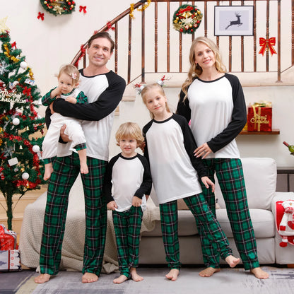 New Xmas Matching Family Outfits Sublimation Blank Tee Shirts Matching Outfits Pajamas Set Mom Dad Kids Sleepwear For DIY Print