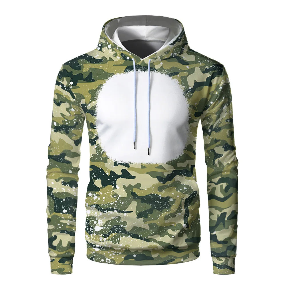 Sublimation Hoodies Fashion Camouflage Print Pullover Sweatshirts Front Blanks Autumn Winter Hoodies For Heat Transfer Print
