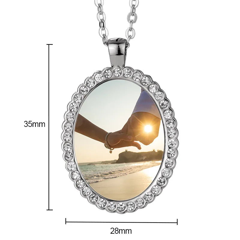 10pcs Heart Rhinestones Pendant Necklace Sublimation Blanks Fine Jewelry For Custom Birthday Valentine's Day Gifts