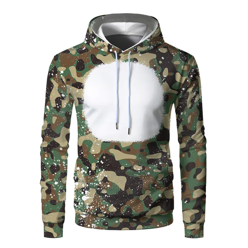 Sublimation Hoodies Fashion Camouflage Print Pullover Sweatshirts Front Blanks Autumn Winter Hoodies For Heat Transfer Print
