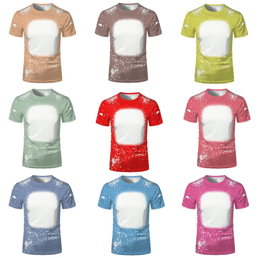 Polyester Tie-dye T-shirts Hip Hop Round Neck Short-Sleeve Sublimation Blank Top Tees for DIY Photo Or Logo