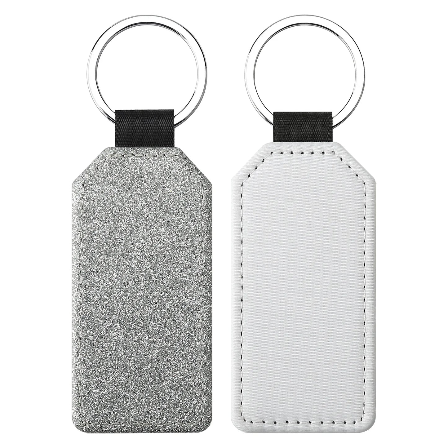 20pcs Sequin Keychain Sublimation Round&Heart&Squre Shapes PU Keychains Keyring DIY Craft Gift for Women Car Bag Accessaries