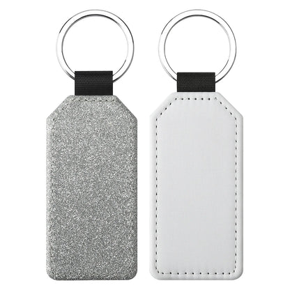 20pcs Sequin Keychain Sublimation Round&Heart&Squre Shapes PU Keychains Keyring DIY Craft Gift for Women Car Bag Accessaries