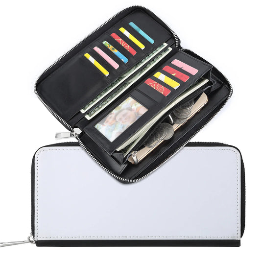 10pcs Long Wallets Sublimation Blanks Large Capacity Zipper Handbag Card Holder Coin Purse For Logo Image Print