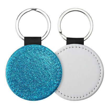20pcs Sequin Keychain Sublimation Round&Heart&Squre Shapes PU Keychains Keyring DIY Craft Gift for Women Car Bag Accessaries