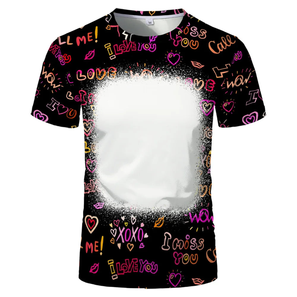 Lovers Fashion Love Summer Short Sleeve Thermal Sublimation Blank Print Love Element Crewneck T-shirt