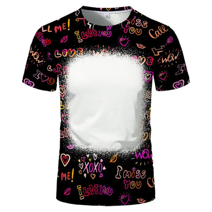Lovers Fashion Love Summer Short Sleeve Thermal Sublimation Blank Print Love Element Crewneck T-shirt