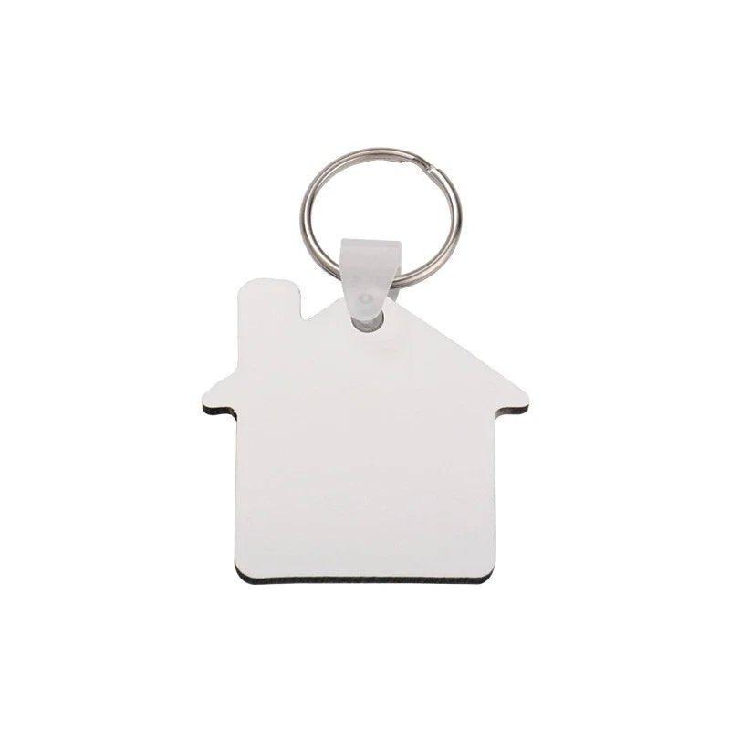 50pcs Sublimation MDF Keychain DIY Sublimation Wooden Thermal Transfer Board Key Rings Printable White Blank MDF Key Ring Keychain