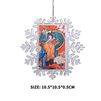 10pcs Sublimation Blank Christmas Pendant Xmas Keychain Ornaments Plastic Acrylic Christmas Snowflake Stars For Christmas Decoration