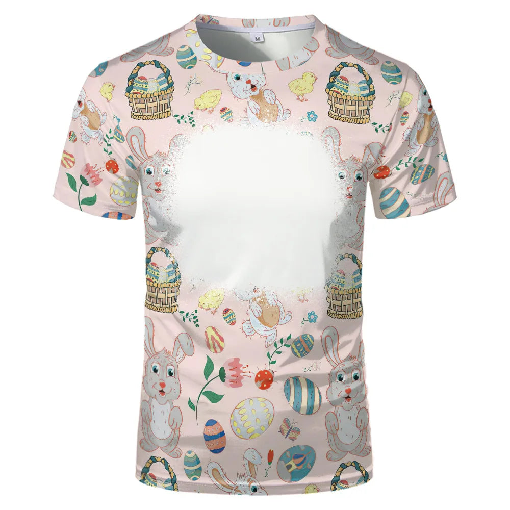 Rabbit Design Tshirt For Easter Cute Child-Parents Family Clothes Tee Tops Sublimation Blank  T-shirts For Heat Transfer Print