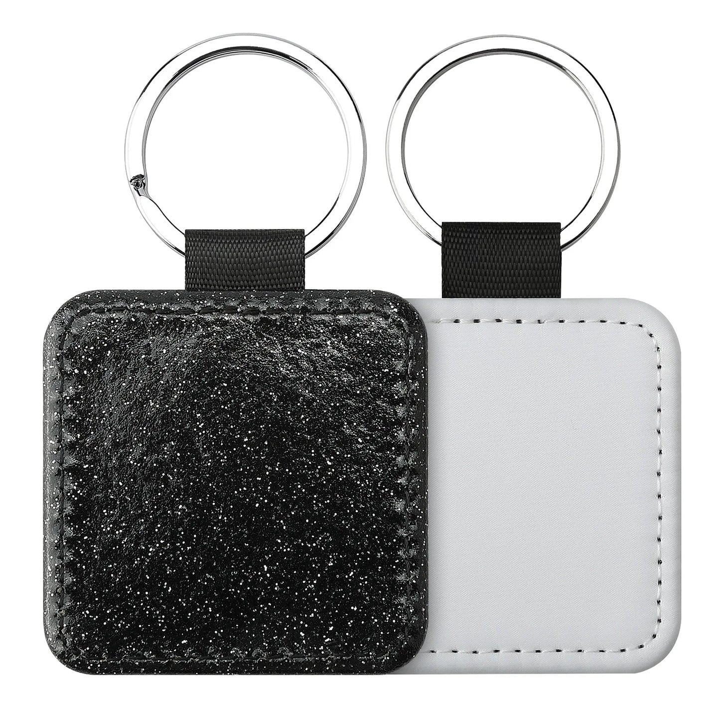 20pcs Sequin Keychain Sublimation Round&Heart&Squre Shapes PU Keychains Keyring DIY Craft Gift for Women Car Bag Accessaries