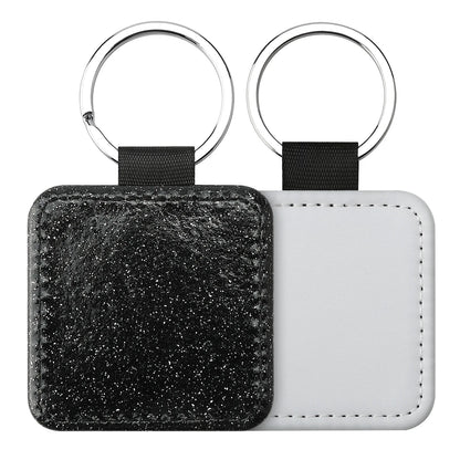 20pcs Sequin Keychain Sublimation Round&Heart&Squre Shapes PU Keychains Keyring DIY Craft Gift for Women Car Bag Accessaries