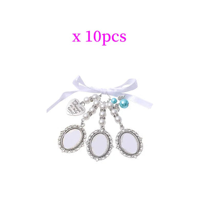 10pcs Bow Shape Pin Brooches 1-3 Oval Insert Pendants Badges Sublimation Metal Wedding Bouquet Brooches For DIY Print Logo Photo
